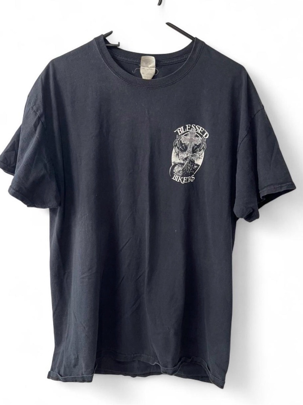 Jerzees Vintage Black 'Blessed Bikers' Graphic Short-Sleeve Tee